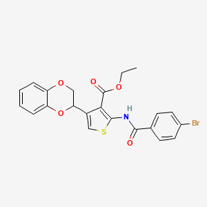 molecular formula C22H18BrNO5S B12488935 Ethyl 2-{[(4-bromophenyl)carbonyl]amino}-4-(2,3-dihydro-1,4-benzodioxin-2-yl)thiophene-3-carboxylate 