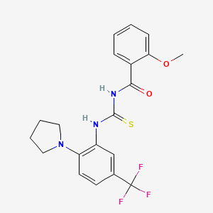 molecular formula C20H20F3N3O2S B12488965 2-methoxy-N-{[2-(pyrrolidin-1-yl)-5-(trifluoromethyl)phenyl]carbamothioyl}benzamide 