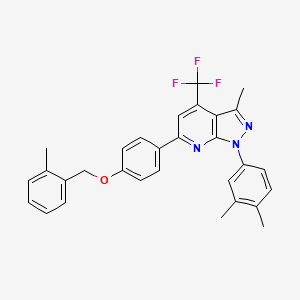 molecular formula C30H26F3N3O B12488978 1-(3,4-dimethylphenyl)-3-methyl-6-{4-[(2-methylbenzyl)oxy]phenyl}-4-(trifluoromethyl)-1H-pyrazolo[3,4-b]pyridine 