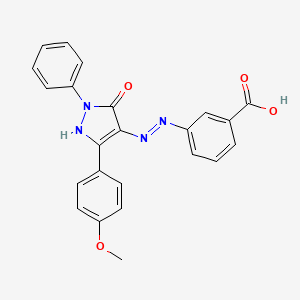 molecular formula C23H18N4O4 B12488982 3-{(2E)-2-[3-(4-methoxyphenyl)-5-oxo-1-phenyl-1,5-dihydro-4H-pyrazol-4-ylidene]hydrazinyl}benzoic acid 