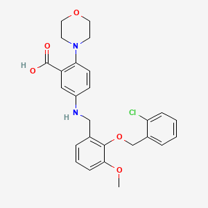 molecular formula C26H27ClN2O5 B12488986 5-({2-[(2-Chlorobenzyl)oxy]-3-methoxybenzyl}amino)-2-(morpholin-4-yl)benzoic acid 