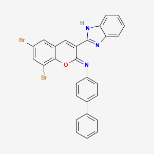 molecular formula C28H17Br2N3O B12488997 N-[(2Z)-3-(1H-benzimidazol-2-yl)-6,8-dibromo-2H-chromen-2-ylidene]biphenyl-4-amine 