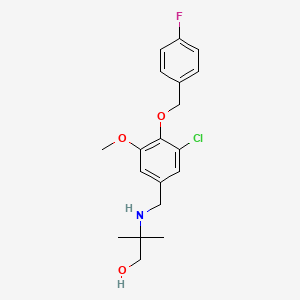 molecular formula C19H23ClFNO3 B12489001 2-({3-Chloro-4-[(4-fluorobenzyl)oxy]-5-methoxybenzyl}amino)-2-methylpropan-1-ol 