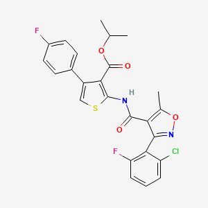 molecular formula C25H19ClF2N2O4S B12489013 Propan-2-yl 2-({[3-(2-chloro-6-fluorophenyl)-5-methyl-1,2-oxazol-4-yl]carbonyl}amino)-4-(4-fluorophenyl)thiophene-3-carboxylate 