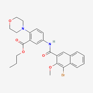 molecular formula C26H27BrN2O5 B12489037 Propyl 5-{[(4-bromo-3-methoxynaphthalen-2-yl)carbonyl]amino}-2-(morpholin-4-yl)benzoate 