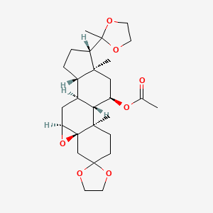 molecular formula C27H40O7 B1248906 Cyclic-3,20-bis(1,2-ethanediyl acetal)-11alpha-(acetyloxy)-5alpha,6alpha-epoxypregnane-3,20-dione 