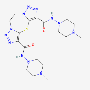 molecular formula C18H28N12O2S B12489060 4-N,13-N-bis(4-methylpiperazin-1-yl)-2-thia-5,6,7,10,11,12-hexazatricyclo[8.3.0.03,7]trideca-1(13),3,5,11-tetraene-4,13-dicarboxamide 