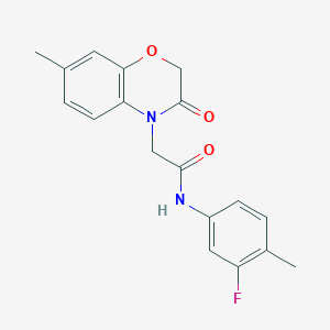 molecular formula C18H17FN2O3 B12489096 N-(3-fluoro-4-methylphenyl)-2-(7-methyl-3-oxo-2,3-dihydro-4H-1,4-benzoxazin-4-yl)acetamide 