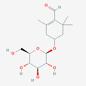 molecular formula C16H26O7 B1248913 4-(beta-D-Glucopyranosyloxy)-2,6,6-trimethyl-1-cyclohexene-1-carboxaldehyde 