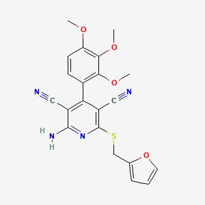 molecular formula C21H18N4O4S B12489132 2-Amino-6-[(furan-2-ylmethyl)sulfanyl]-4-(2,3,4-trimethoxyphenyl)pyridine-3,5-dicarbonitrile 