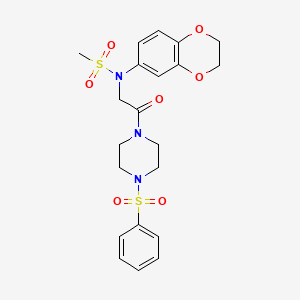 molecular formula C21H25N3O7S2 B12489148 N-(2,3-dihydro-1,4-benzodioxin-6-yl)-N-{2-oxo-2-[4-(phenylsulfonyl)piperazin-1-yl]ethyl}methanesulfonamide 