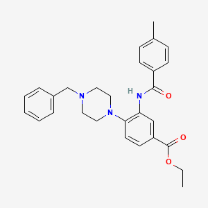 molecular formula C28H31N3O3 B12489156 Ethyl 4-(4-benzylpiperazin-1-yl)-3-{[(4-methylphenyl)carbonyl]amino}benzoate 