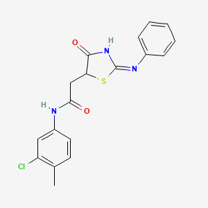 molecular formula C18H16ClN3O2S B12489269 N-(3-chloro-4-methylphenyl)-2-[(2E)-4-oxo-2-(phenylimino)-1,3-thiazolidin-5-yl]acetamide 