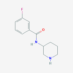 molecular formula C12H15FN2O B12489290 3-Fluoro-N-(piperidin-3-YL)benzamide 