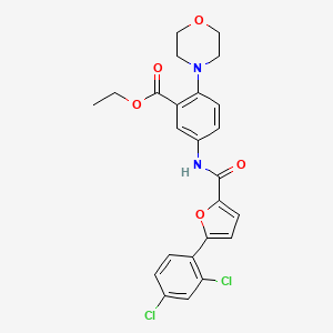 molecular formula C24H22Cl2N2O5 B12489304 Ethyl 5-({[5-(2,4-dichlorophenyl)furan-2-yl]carbonyl}amino)-2-(morpholin-4-yl)benzoate 