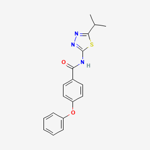 molecular formula C18H17N3O2S B12489316 4-phenoxy-N-[5-(propan-2-yl)-1,3,4-thiadiazol-2-yl]benzamide 