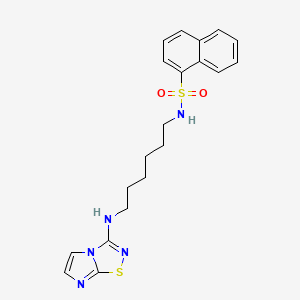 molecular formula C20H23N5O2S2 B1248946 N-[6-(imidazo[1,2-d][1,2,4]thiadiazol-3-ylamino)hexyl]naphthalene-1-sulfonamide 