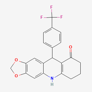 molecular formula C21H16F3NO3 B12489482 10-[4-(trifluoromethyl)phenyl]-6,7,8,10-tetrahydro[1,3]dioxolo[4,5-b]acridin-9(5H)-one 