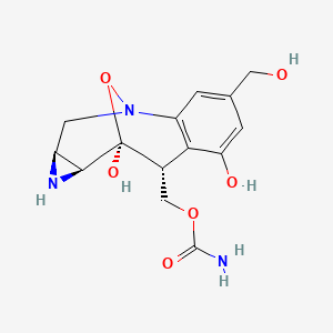 molecular formula C14H17N3O6 B1248953 [(8R,9S,10S,12S)-6,9-dihydroxy-4-(hydroxymethyl)-14-oxa-1,11-diazatetracyclo[7.4.1.02,7.010,12]tetradeca-2(7),3,5-trien-8-yl]methyl carbamate 