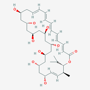 molecular formula C35H56O10 B1248955 (3E,5E,7E,9E,11E,14S,16S,18S,20R,22S,24S,26R,28R,29E,31S,32S)-14,16,18,20,22,24,26,28-octahydroxy-31-methyl-32-propan-2-yl-1-oxacyclodotriaconta-3,5,7,9,11,29-hexaen-2-one 