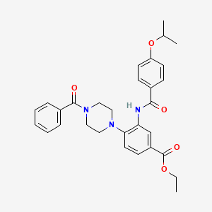 Ethyl 4-[4-(phenylcarbonyl)piperazin-1-yl]-3-({[4-(propan-2-yloxy)phenyl]carbonyl}amino)benzoate