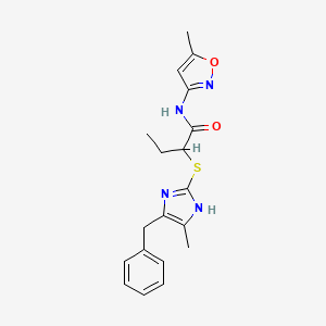 molecular formula C19H22N4O2S B12489613 2-[(5-benzyl-4-methyl-1H-imidazol-2-yl)sulfanyl]-N-(5-methyl-1,2-oxazol-3-yl)butanamide 