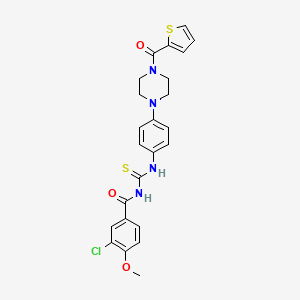 molecular formula C24H23ClN4O3S2 B12489650 3-chloro-4-methoxy-N-({4-[4-(thiophen-2-ylcarbonyl)piperazin-1-yl]phenyl}carbamothioyl)benzamide 