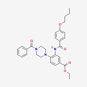 molecular formula C31H35N3O5 B12489672 Ethyl 3-{[(4-butoxyphenyl)carbonyl]amino}-4-[4-(phenylcarbonyl)piperazin-1-yl]benzoate 