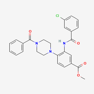 molecular formula C26H24ClN3O4 B12489744 Methyl 3-{[(3-chlorophenyl)carbonyl]amino}-4-[4-(phenylcarbonyl)piperazin-1-yl]benzoate 