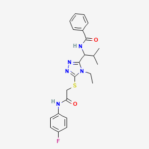 molecular formula C23H26FN5O2S B12489757 N-{1-[4-ethyl-5-({2-[(4-fluorophenyl)amino]-2-oxoethyl}sulfanyl)-4H-1,2,4-triazol-3-yl]-2-methylpropyl}benzamide 