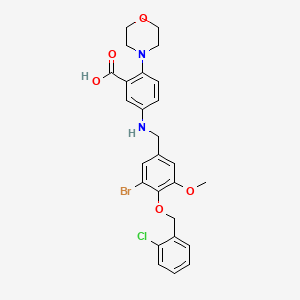 5-({3-Bromo-4-[(2-chlorobenzyl)oxy]-5-methoxybenzyl}amino)-2-(morpholin-4-yl)benzoic acid