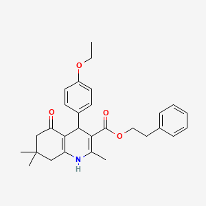 molecular formula C29H33NO4 B12489768 2-Phenylethyl 4-(4-ethoxyphenyl)-2,7,7-trimethyl-5-oxo-1,4,5,6,7,8-hexahydroquinoline-3-carboxylate 