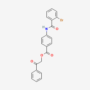 molecular formula C22H16BrNO4 B12489777 2-Oxo-2-phenylethyl 4-{[(2-bromophenyl)carbonyl]amino}benzoate 