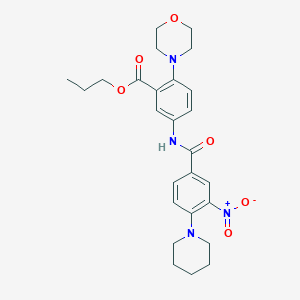 Propyl 2-(morpholin-4-yl)-5-({[3-nitro-4-(piperidin-1-yl)phenyl]carbonyl}amino)benzoate