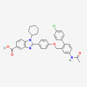 molecular formula C35H32ClN3O4 B1248981 2-[4-[[5-Acetamido-2-(4-chlorophenyl)phenyl]methoxy]phenyl]-1-cyclohexyl-benzimidazole-5-carboxylic acid 