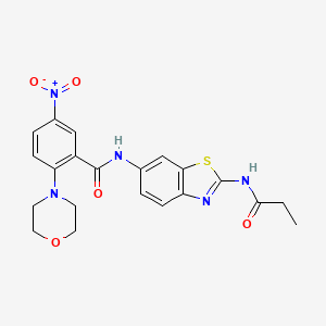 2-(morpholin-4-yl)-5-nitro-N-[2-(propanoylamino)-1,3-benzothiazol-6-yl]benzamide