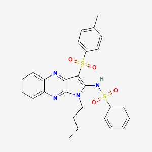 molecular formula C27H26N4O4S2 B12489921 N-[1-Butyl-3-(toluene-4-sulfonyl)-1H-pyrrolo[2,3-b]quinoxalin-2-yl]-benzenesulfonamide 