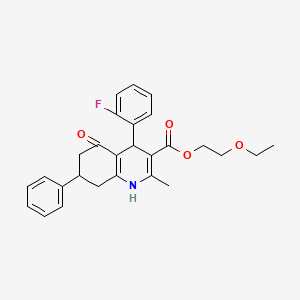 molecular formula C27H28FNO4 B12489969 2-ethoxyethyl 4-(2-fluorophenyl)-2-methyl-5-oxo-7-phenyl-4,6,7,8-tetrahydro-1H-quinoline-3-carboxylate 