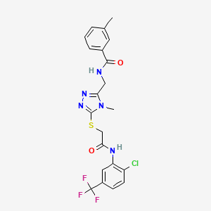 molecular formula C21H19ClF3N5O2S B12489973 N-({5-[(2-{[2-chloro-5-(trifluoromethyl)phenyl]amino}-2-oxoethyl)sulfanyl]-4-methyl-4H-1,2,4-triazol-3-yl}methyl)-3-methylbenzamide 