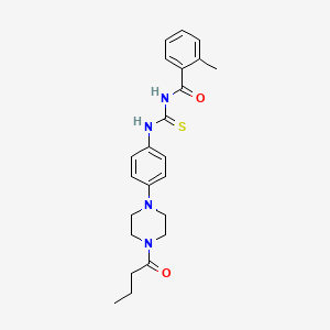 molecular formula C23H28N4O2S B12490005 N-{[4-(4-butanoylpiperazin-1-yl)phenyl]carbamothioyl}-2-methylbenzamide 