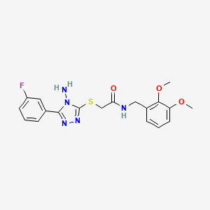 molecular formula C19H20FN5O3S B12490037 2-{[4-amino-5-(3-fluorophenyl)-4H-1,2,4-triazol-3-yl]sulfanyl}-N-(2,3-dimethoxybenzyl)acetamide 