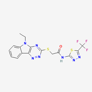 2-({5-Ethyl-[1,2,4]triazino[5,6-B]indol-3-YL}sulfanyl)-N-[5-(trifluoromethyl)-1,3,4-thiadiazol-2-YL]acetamide