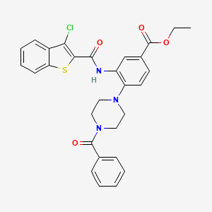 Ethyl 3-{[(3-chloro-1-benzothiophen-2-yl)carbonyl]amino}-4-[4-(phenylcarbonyl)piperazin-1-yl]benzoate