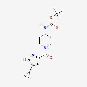 molecular formula C17H26N4O3 B12490318 tert-butyl {1-[(3-cyclopropyl-1H-pyrazol-5-yl)carbonyl]piperidin-4-yl}carbamate 