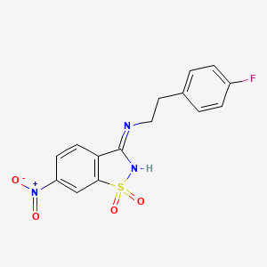 molecular formula C15H12FN3O4S B12490358 N-[2-(4-fluorophenyl)ethyl]-6-nitro-1,2-benzothiazol-3-amine 1,1-dioxide 