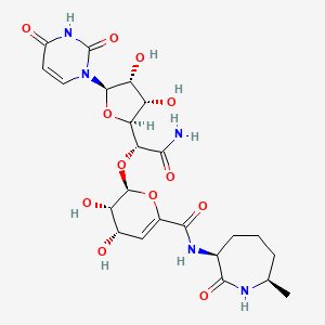 (2S,3S,4S)-2-[(1R)-2-amino-1-[(2S,3S,4R,5R)-5-(2,4-dioxopyrimidin-1-yl)-3,4-dihydroxyoxolan-2-yl]-2-oxoethoxy]-3,4-dihydroxy-N-[(3S,7R)-7-methyl-2-oxoazepan-3-yl]-3,4-dihydro-2H-pyran-6-carboxamide