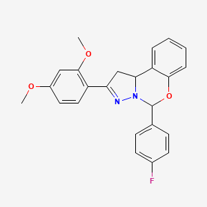 molecular formula C24H21FN2O3 B12490397 2-(2,4-Dimethoxyphenyl)-5-(4-fluorophenyl)-1,10b-dihydropyrazolo[1,5-c][1,3]benzoxazine 