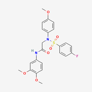 molecular formula C23H23FN2O6S B12490404 N-(3,4-dimethoxyphenyl)-N~2~-[(4-fluorophenyl)sulfonyl]-N~2~-(4-methoxyphenyl)glycinamide 