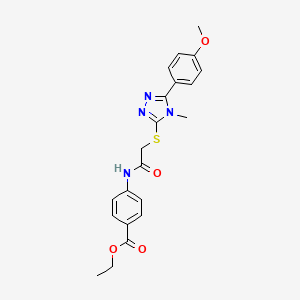 molecular formula C21H22N4O4S B12490426 ethyl 4-[({[5-(4-methoxyphenyl)-4-methyl-4H-1,2,4-triazol-3-yl]sulfanyl}acetyl)amino]benzoate 