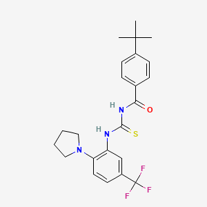 molecular formula C23H26F3N3OS B12490503 4-tert-butyl-N-{[2-(pyrrolidin-1-yl)-5-(trifluoromethyl)phenyl]carbamothioyl}benzamide 